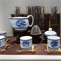 陶瓷茶具礼盒套装 逢年过节雕刻茶杯礼品装 7头印花陶瓷茶具 陶瓷套装定制logo